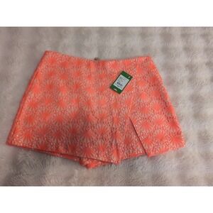Lilly‎ Pulitzer Seashell Eyelet  Papaya Skort Size 8 Shell Zip NWT